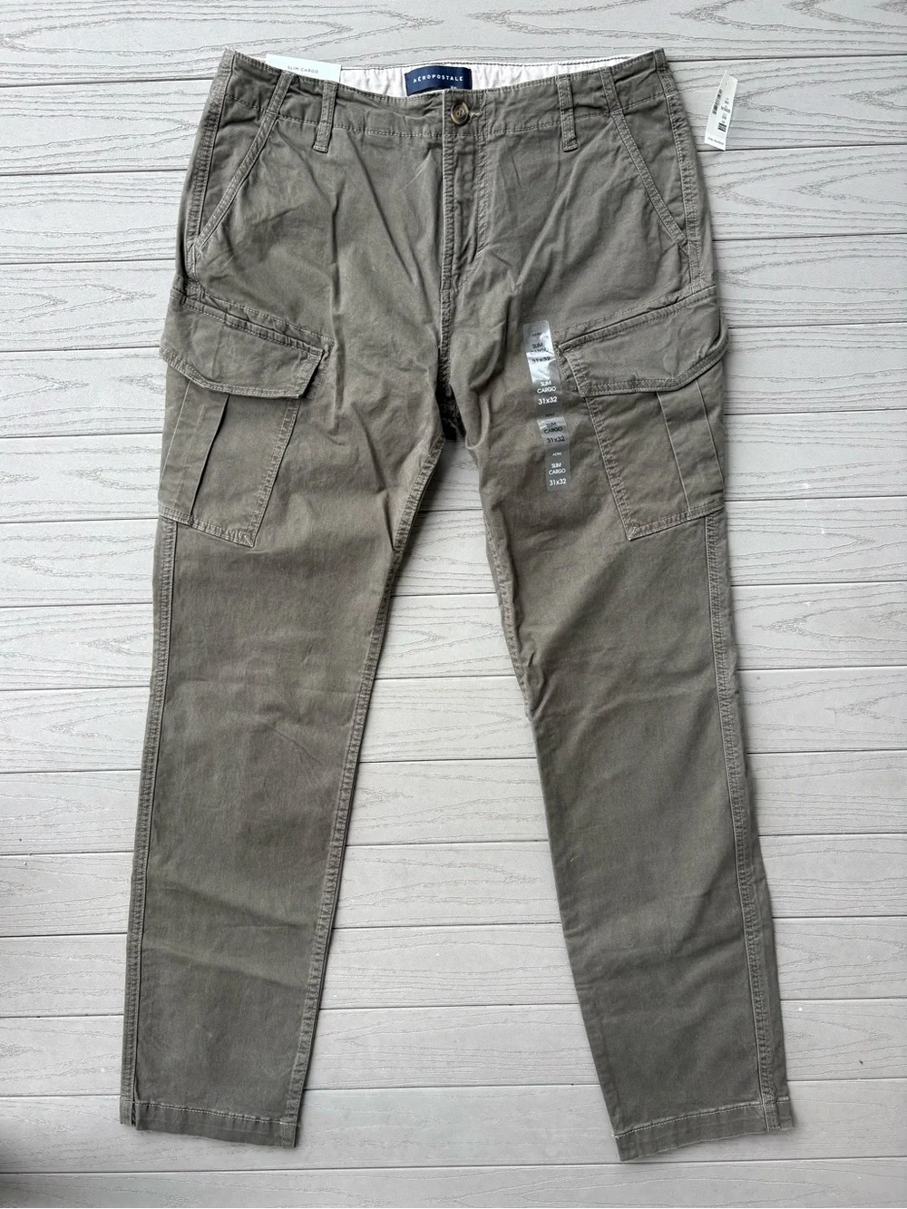 New Aeropostale Sz 31x32 Green Slim Cargo Pants Cotton Utility